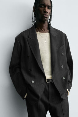 STRIPED SUIT DOUBLE-BREASTED BLAZER
