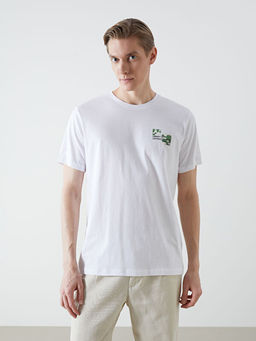 Bisiklet Yaka K?sa Kollu Bask?l? Penye Erkek Ti??rt