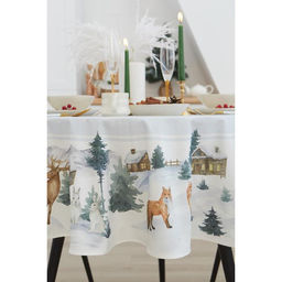 Скатерть Этель Forest animals d=215 +/- 3см с ГМВО, 100%хл, саржа 190 гр/м2  фото 11
