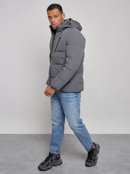 Куртка зимняя молодежная мужская с капюшоном темно-серого цвета 8320TC - Wonderrman фото 11