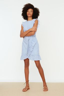Mavi Kusakl? A Kesim Cizgili Mini Dokuma Elbise TWOSS21EL1290