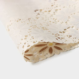 Цена за 12 шт. Салфетка ажурная для стола «Лютики», 45×30 см, бежево-коричневая