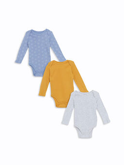 Bisiklet Yaka Uzun Kollu Erkek Bebek ??t??tl? Body 3l?