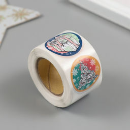Цена за 2 шт. Наклейка бумага Нарисованный Новый год, d=2.5 см, 252 шт. в рулоне - Арт узор фото 2
