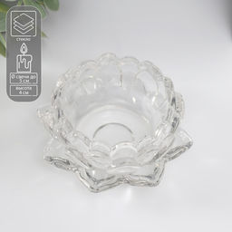 Стеклянный подсвечник на 1 свечу Лотос, прозрачный, 4?9.5?9.5 см