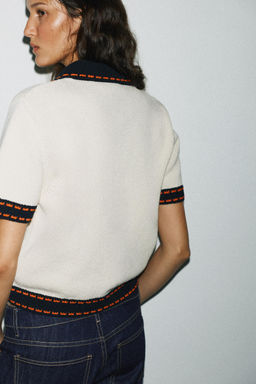 STITCHED KNIT CARDIGAN WITH SHORT SLEEVES - Zara фото 20