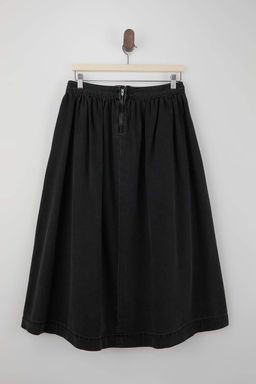 Antrasit DOKUMLU Pileli %100 Pamuk Volanl? Maxi Denim Etek TWOSS26ET00013 - Trendyolmilla фото 2