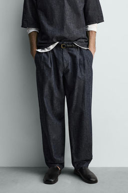 PANTAL?N BALLOON FIT PLIEGUES / Azul / ?ndigo - Zara фото 3