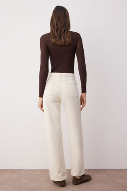 TRENDYOLMILLA Ekru Yuksek Bel Wide Leg Jeans TWOAW24JE00274  фото 4