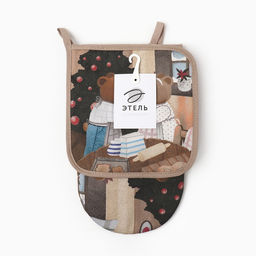 Набор подарочный Этель Bears, варежка 15?28 см, прихватка 19?19 см, хлопок 100%