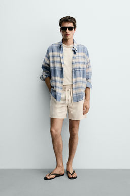 BERMUDA RELAXED FIT ALGOD?N - LINO / Marr?n / Crudo