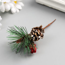 Цена за 12 шт. Декор для творчества «Рябинка с шишкой» 8.5 см