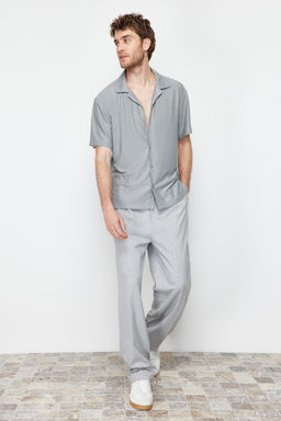 Gri Relaxed Fit Apas Yaka Gomlek TMNSS24GO00017 - Trendyolmilla фото 3
