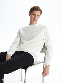 Bisiklet Yaka Uzun Kollu Bask?l? Erkek Sweatshirt