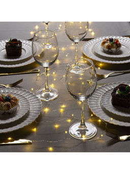 Гирлянда «Мишура» 5 м роса, IP20, серебристая нить, 100 LED, свечение тёплое белое, USB