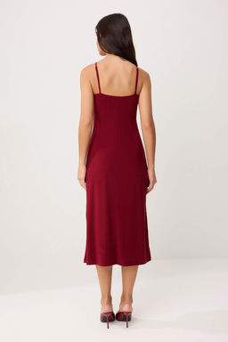 Bordo A-Kesim/Can Form Ask?l? Straplez Kolsuz Aksesuar Detayl? Esnek Orme Elbise TWOSS26EL00497 - Trendyolmilla фото 4