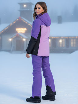 Горнолыжный костюм зимний для девочки фиолетового цвета 9434F - Valianly фото 32