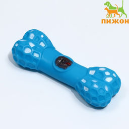 Игрушка пищащая Кость с портретом для собак, 15 см, голубая