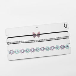 Чокер Трио цветы и бант (набор 3 шт.), цветной, 32 см