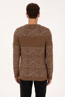 Erkek Comfort Fit Bisiklet Yaka Kahverengi Kazak - U.s. polo assn фото 5