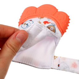 Прорезыватель-рукавичка Крошка Я «Собачки», от 3 мес., красный