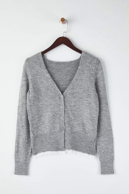 Gri Dantel Garnili Detayl? Triko H?rka TWOAW26HI00211 - Trendyolmilla фото 5