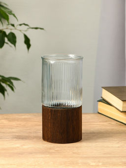 Ваза «Лесли», линии, 20×10 см, стекло, прозрачная