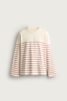 CAMISETA RELAXED FIT JACQUARD RAYAS / Rosa claro - Zara фото 7