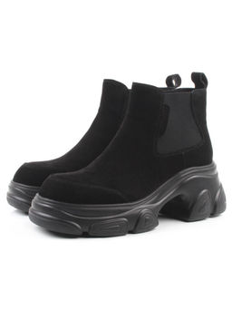 01-H23B-40B BLACK Ботинки демисезонные женские (натуральная замша, байка)