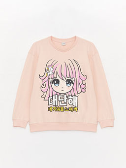 Bisiklet Yaka Uzun Kollu Bask?l? K?z ?ocuk Sweatshirt ve Tayt Pantolon - Waikiki фото 2