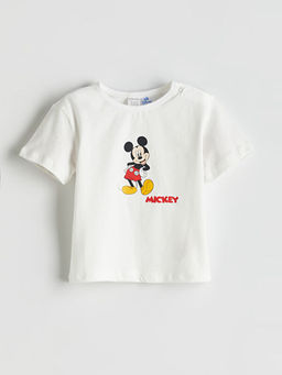 Mickey Mouse Bask?l? Erkek Bebek Ti??rt ve ?ort 2li