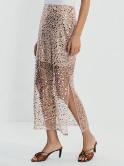 Двухслойная юбка миди c пайетками / Zarina