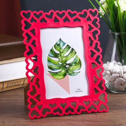 Фоторамка для фотографии 10×15 см «Сердца», пластик, малиновая, 20.8×16 см