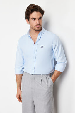 TRENDYOL MAN Lacivert Slim Fit Nak?sl? Kolay Utulenebilir Smart Gomlek TMNSS24GO00062 - Trendyolmilla фото 6