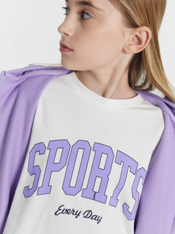 Комплект для девочек (толстовка, брюки, футболка) фиолетовый с печатью - Mark formelle фото 8