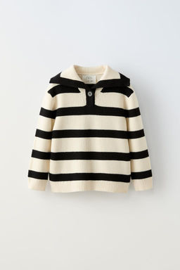 STRIPED SWEATER WITH NECK DETAIL - Zara фото 2