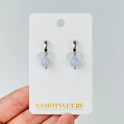 Серьги из голубого Халцедона