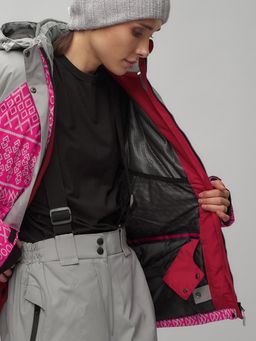 Горнолыжный костюм женский большого размера розового цвета 02272-1R