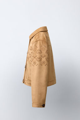 CHAQUETA EFECTO ANTE BORDADOS / Tostado - Zara фото 4
