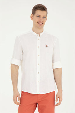 Мужская рубашка с длинным рукавом цвета экрю Неожиданная скидка в корзине