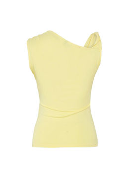 Trendyolmilla Ac?k Sar? Kol Burgu Detayl? Buzgulu Asimetrik Yaka Esnek Orme Bluz TWOSS25BZ00569  фото 6