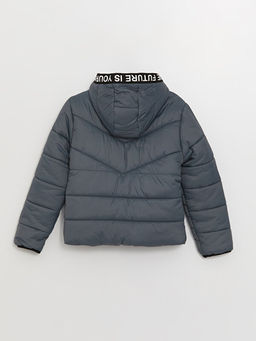 Kap??onlu Bask?l? Erkek ?ocuk ?i?me Mont - Waikiki фото 3