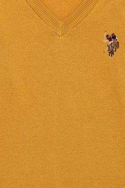 U. S. Polo Assn Горчичный трикотажный свитер для мальчика с круглым вырезом - U.s. polo assn фото 3