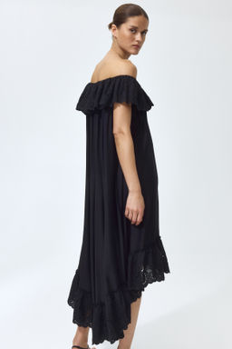 Vestido off-the-shoulder con bordado ingl?s - H&m фото 4
