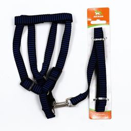 Комплект амуниции рельефный, поводок 120 х 1,5 см, ОГ 36-49 см, сине-чёрный - Пижон фото 7