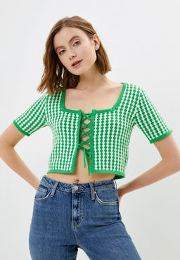 Вязаный кардиган на шнуровке