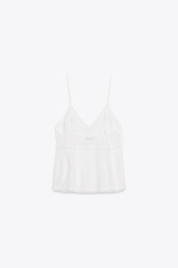 LACE-TRIMMED CHIFFON TOP - Zara фото 5