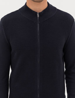 Lacivert Slim Fit Fermuarl_ Triko H_rka