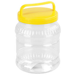 Банка для сыпучих продуктов полиэтиленовая 1,5л, д16см, h20см, закручивающаяся крышка с ручкой (Россия)