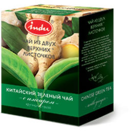 INDU чай ЗЕЛЁНЫЙ С ИМБИРЁМ вес 90 г (Рязанская ЧФ)